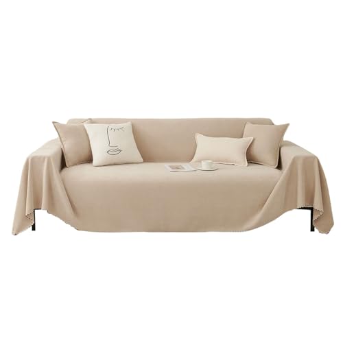 VanderHOME Sofaüberzug Sofa Handtuch Gewebte Überwurf Sofa Home Dekoration All-Season Universal Elastisch Stretch Sofa Protector für Hunde Kinder Katzen Haustiere Abdeckung 180 * 300cm-Milchtee von VanderHOME