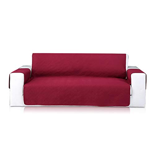 VanderHOME Sofaschoner Schonbezug Sofaüberwurf Antirutsch Sofa Schutz Abdeckung Reversible Gesteppte Sofahusse Leicht für Hunde Haustieren Wohnzimmer (Rot, 3 Sitzer) von VanderHOME