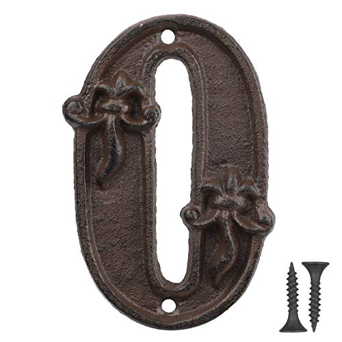 Vandicka Hausnummer aus Gusseisen - Landhausstil, Adressnummernschild, Antikbraun, Rost-Finish mit Fleur de Lis Prägung,11,5x7,1 cm - Ziffer 0 Vandicka Hausnummer aus Gusseisen - Landhausstil, Adressnummernschild, Antikbraun, Rost-Finish mit Fleur de Lis Prägung,11,5x7,1 cm - Ziffer 0 von Vandicka