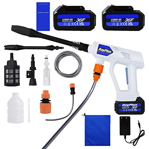 45 Bar 21 V Jet Akku-Hochdruckreiniger mit 2 Stück 1,5 Ah Lithium-Ionen-Akkus, 4,5 MPa/653PSI Akku-Druck-Autowaschpistole mit Schnellladegerät und komplettem Zubehörset von Vandise