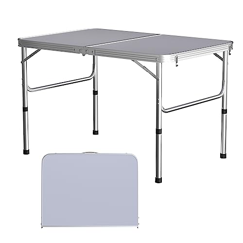 90CM Heavy Duty Folding Camping Tisch, Portable Klapptisch Picknick Tische für Outdoor Indoor Garten, BBQ Desk Aluminium Frame, Carry Camping Tisch, 60 * 45 * 6.5CM Fold Größe, Weiß von Vandise