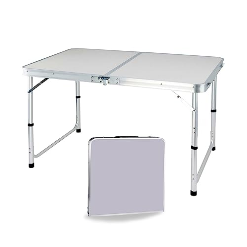 Aluminium Camping Tisch 120CM höhenverstellbar 70/62/55cm Portable Klapptisch, Heavy Duty faltbar Multifunktionstisch, MDF Board Gartentisch, für Innen und Außen, Picknicks, Reisen von Vandise