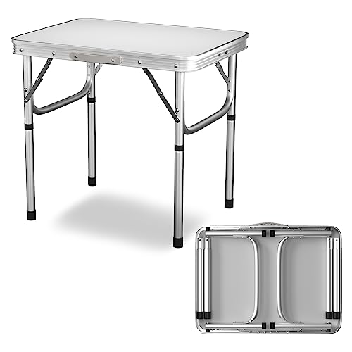 Heavy Duty Klapptisch Mehrzweck-Kunststoff-Utility-Klapptisch höhenverstellbar Esszimmer zusammenklappbar Tisch Indoor Outdoor-Tisch für Camping, Picknick und Party, 80KG Max Load, weiß von Vandise