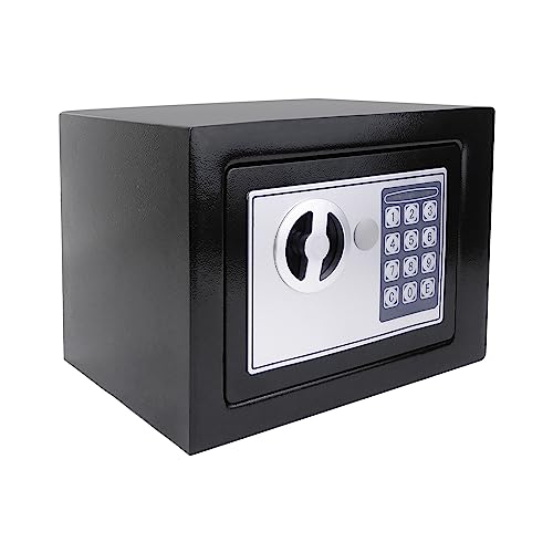 Safe Box feuerfest wasserdicht, digitale PIN-Code-Sicherheit mit Samtmatte, Notfall-Batteriebox, für Geld, Schmuck, Dokumente, Medikamente, 4.6L, schwarz von Vandise