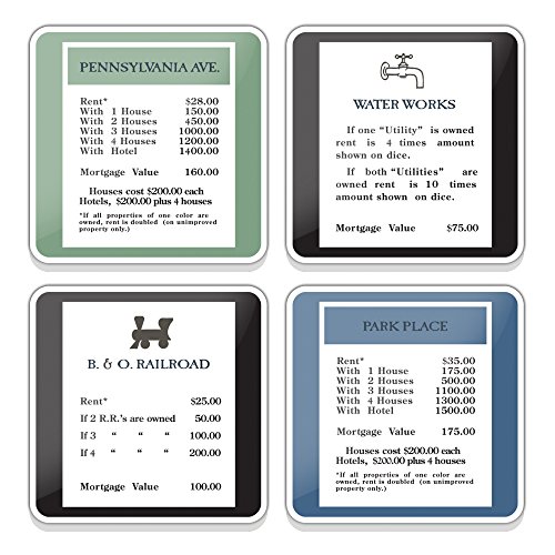 Vandor Hasbro Monopoly 4 Piece Ceramic Coaster Set, 4 x 4 x .25 Inches von Vandor