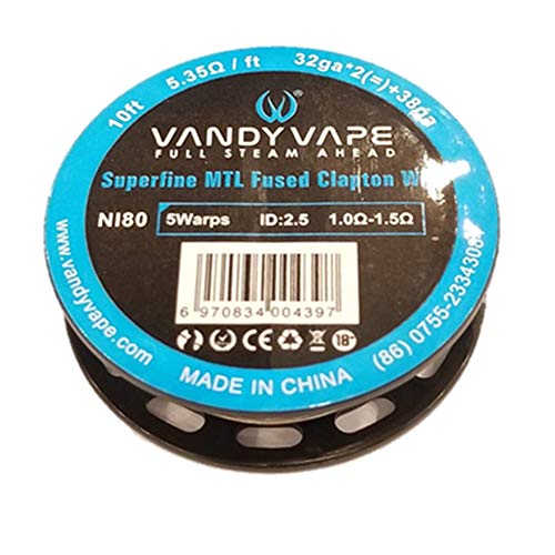 Vandy Vape Ni80 Superfine MTL Fused Clapton Wire 32GA*2 38GA - 10ft - 5.35ohm/ft von VandyVape