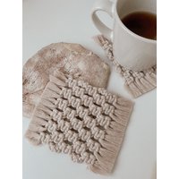 Makramee Untersetzer Boho Geschenk | Handgemachte Coaster Tischdekoration Accessoires von VaneMacrame