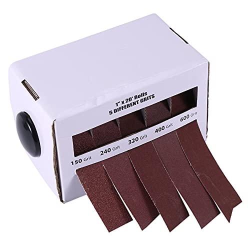 Vanessanty Schleifpapier, Schleifpapier, Körnung 6 m, Körnung 150 – 600 mm, Schleifpapier, EMeri-Papier, Polierrolle, Trockenpolierwerkzeug, Schleifwerkzeug für Metall, Holz, 5 Stück von Vanessanty