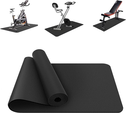 Gym Flooring Mat, Exercise Equipment Mat Heavy Duty Protective Floor Mat for Under Stationary Bike, Spin Bike, Fitness Equipment, 120cm x 60cm,Black von Vanexiss