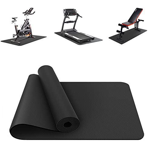 Laufbandmatte, Trainingsgerätematte, robuste Bodenschutzmatte für unter stationären Fahrrädern, Spin-Bikes, Fitnessgeräten, 190 cm x 85 cm, Schwarz von Vanexiss