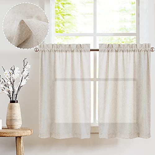 Vangao Leinen Scheibengardinen Küche Beige Bistrogardine 2er Set mit Tunnelzug Küchengardinen für Balkontür Wohnwagen Landhausstil Bauernhaus Gardinen Kurz Sheer Vorhang Halbtransparente 65Bx90Hcm Vangao Leinen Scheibengardinen Küche Beige Bistrogardine 2er Set mit Tunnelzug Küchengardinen für Balkontür Wohnwagen Landhausstil Bauernhaus Gardinen Kurz Sheer Vorhang Halbtransparente 65Bx90Hcm von Vangao