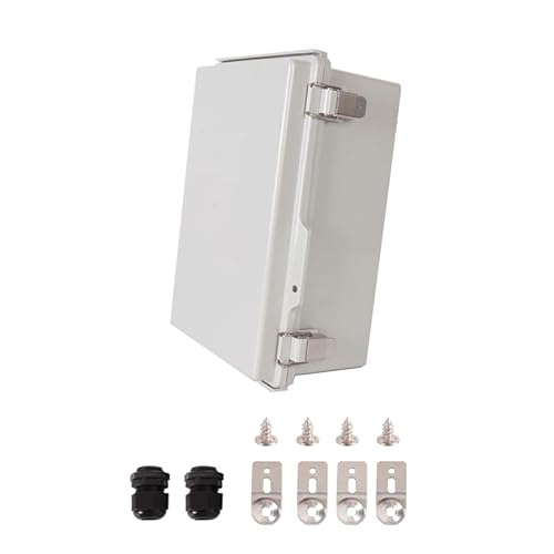 Vangoshell Wasserdichte Abzweigdose IP67, ABS-Kunststoff-Elektrogehäuse mit aufklappbarer grauer Abdeckung, 380 x 280 x 130 mm, für den Innen- und Außenbereich von VangoShell