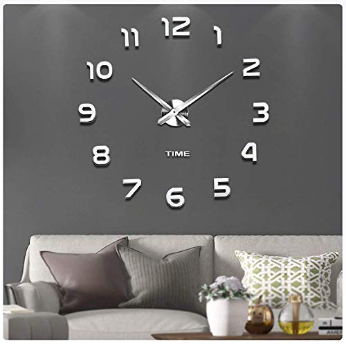 Vangold Moderne Mute DIY große Wanduhr 3D Aufkleber Home Office Decor Geschenk (Silber-42) von Vangold