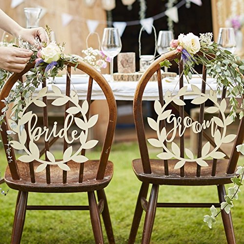 Stuhl-Dekoration Bride & Groom rustic chic aus Holz von Vanharte