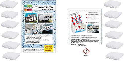 6 x 400 Gramm (2E) Luftentfeuchter Nachfüllpack Vliesbeutel XXL Box Granulate Nachfüllen Raumentfeuchter + gratis Microfasertuch -VANI- 30 x 30 cm von Vani