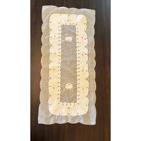 Elfenbein Leinen Tischläufer Rechteckig Maschinenstickerei Tischmitte 16"x 36" von VaniGifts