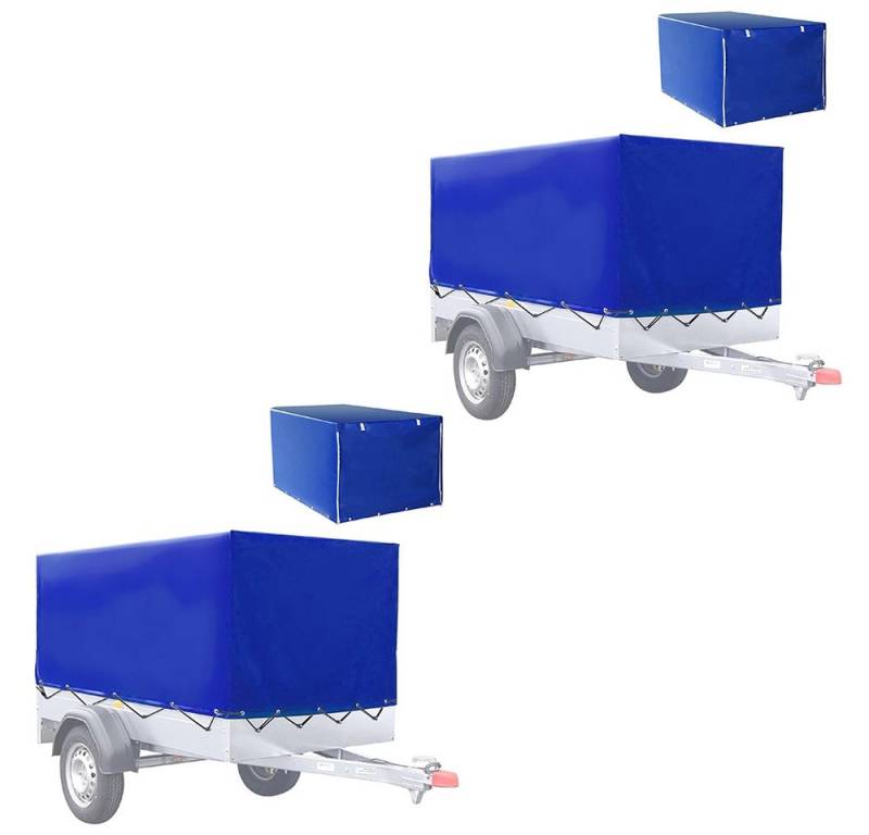 Vanit Campingliege Set 2x Anhängerplane mit Gummigurt 210 x 114 x 88cm 610 g / m² ME98 bl von Vanit