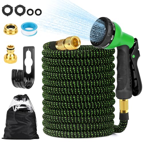 Vankarr Gartenschlauch Flexibel 30m Erweiterbarer Gartenschlauch 1/2 und 3/4 Hahnanschluss Sprühkopf mit 8 Funktionen mit Aufbewahrungstasche Schlauchhalter Wasserschlauch fr Garten Wohnmobil (Grün) Vankarr Gartenschlauch Flexibel 30m Erweiterbarer Gartenschlauch 1/2 und 3/4 Hahnanschluss Sprühkopf mit 8 Funktionen mit Aufbewahrungstasche Schlauchhalter Wasserschlauch fr Garten Wohnmobil (Grün) von Vankarr