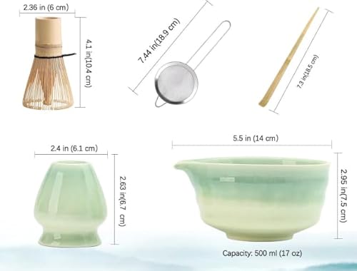 Vankarr Matcha Set Matcha Tea Set 5 Piece Matcha Besen Set Stylisches Matchas Set Matcha-Besen,Matcha Filtersieb,Matcha-Schale, Chasen und Matcha Löffel von Vankarr