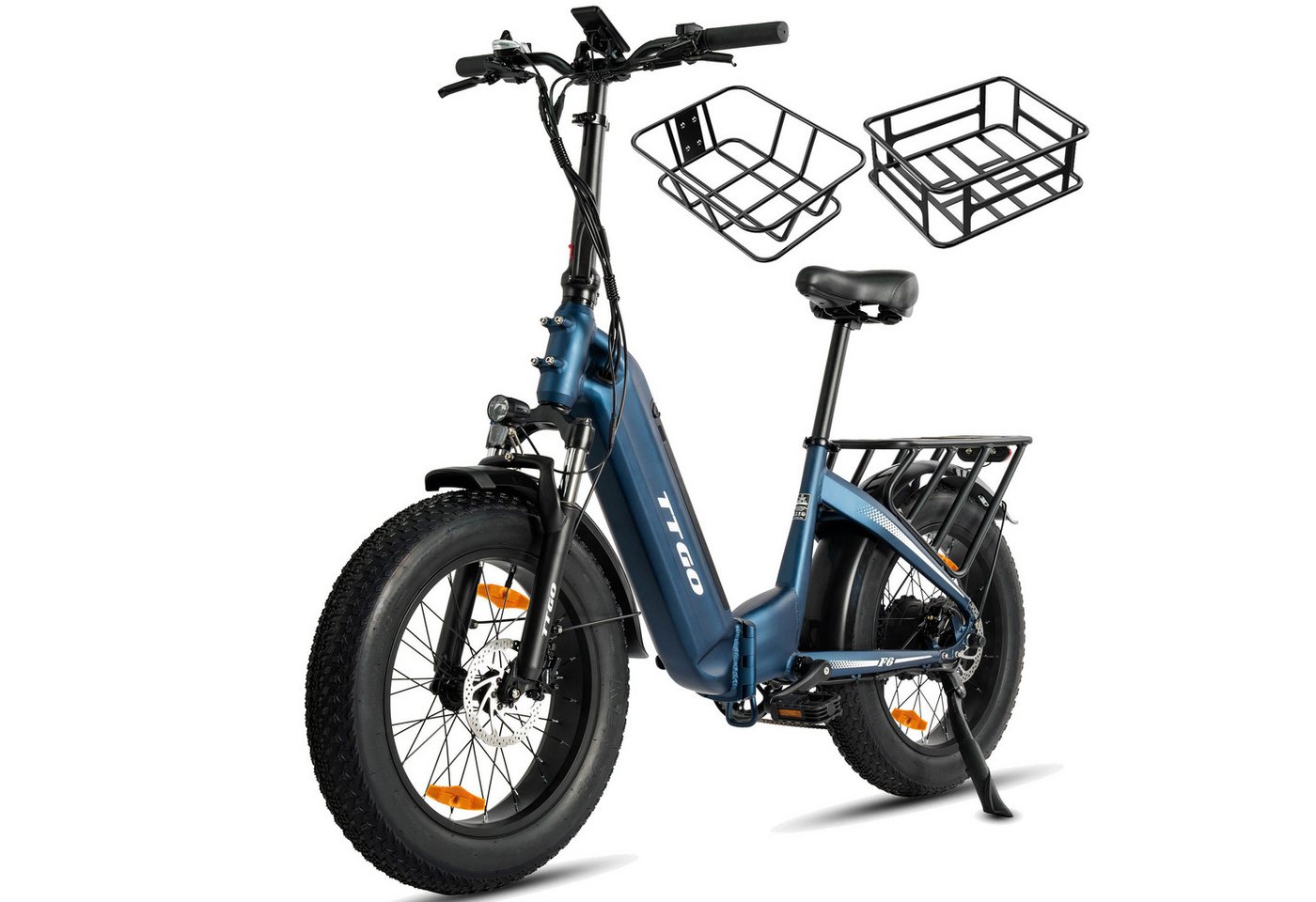 Vankel E-Bike Klapprad F6 Faltbares 20x4 Zoll 36V 25Ah Akku Korb vorn Gepäckträger hinten, 7 Gang Shimano, Kettenschaltung, Heckmotor, 900 Wh, (mit Akku-Ladegerät), Elektrofahrrad mit hydraulischen Scheibenbremse, Reichweite 100km von Vankel