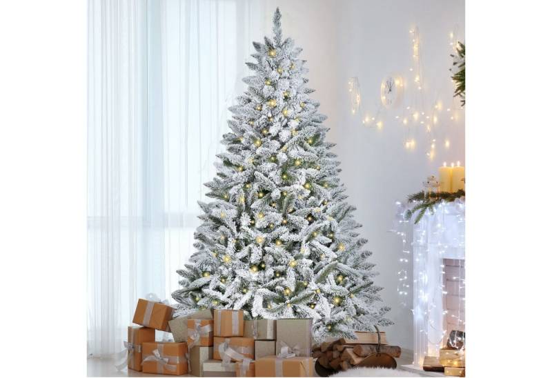 Vankel Künstlicher Weihnachtsbaum Tannenbaum mit beleuchtung, LED Christbaum, mit Schnee, PE+PVC von Vankel