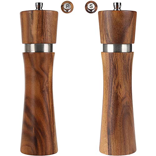 Salz- und Pfeffermühle, Salzmühle, 2er-Set mit verstellbarem Keramik-Rotor, 20,3 cm, Holz-, 2 Stück von VanlonPro