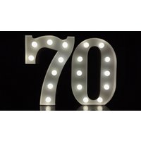 12"Metall Weiß/Schwarz Zahl 70-79 Light Up Nummer Seventy Party Shop Fenster Jahrestag Hochzeit Geburtstag Dekor Batterien Powered von Vannarithlighting