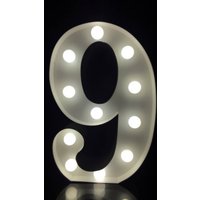 12 "Metall Weiß No.9 Festzelt Buchstabe Licht Nummer Neun Partyraum Bar Pub Shop Dekor 12 "Metall Weiß No.9 Festzelt Buchstabe Licht Nummer Neun Partyraum Bar Pub Shop Dekor von Vannarithlighting