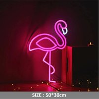 50cm Groß Pink Flamingo Neon Schild Mit Acrylplatte Decor Neonlicht Zuhause Schlafzimmer Wand Tischleuchte Geburtstag Abschlussgeschenk von Vannarithlighting