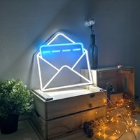 6056 cm Groß Acryl Umschlag Neon Schild | Weißer + Blaues Papier Mit 12V Adapter von Vannarithlighting