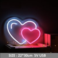 Doppel Herz Neon Schild Mit Acrylplatte 5V Usb Powered Benutzerdefinierte Liebe Zeichen Kinder Baby Zuhause Schlafzimmer Wand Tisch Dekor von Vannarithlighting