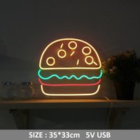 Hamburger Neon Schild Mit Acrylplatte Decor Burger Neonlicht Shop Restaurant Bar von Vannarithlighting