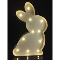 Handgemachte Weiße 9 „/ 12 „Hoch Osterhase Kaninchen Licht Metall Led Schild Nachtlicht Mädchen Junge Ostern Zimmer Dekor Geschenk von Vannarithlighting