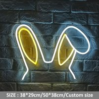 Kaninchen Leuchtreklame Mit Acryltafel Neon Dekor Häschen Ohr Neonlicht Kinder Heim Schlafzimmer Bar Party Wand Tisch von Vannarithlighting