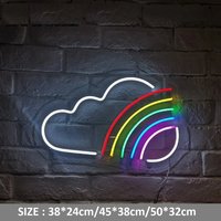 Regenbogen Wolke Led Neon Schild Mit Acrylplatte Decor Cloud Zeichen Rainbow Sign Home von Vannarithlighting