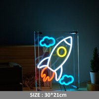 Space Rakete Neon Schild Box Decor Light Up Zuhause Schlafzimmer Tisch Dekor Geburtstag Abschlussfeier Geschenk von Vannarithlighting