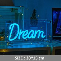 Traumbuchstaben Neon Schild Box Dekor Custom Home Schlafzimmer Tischdekoration Geburtstag Abschlussfeier Geschenk von Vannarithlighting