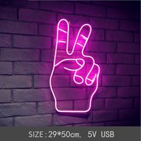 Victory Neon Schild Mit Acrylplatte Home Decor Custom Hand Peace Zeichen V von Vannarithlighting