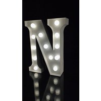Vintage Handgemachte Metall Weiß N Marquee Letter Light 9"Höhe Up Alphabet Buchstabe Nachtlicht Kinderzimmer Licht Kinderlicht Hochzeit Dekor von Vannarithlighting