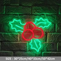 Weihnachtsstechpalme Blatt Und Beeren Neon Schild Mit Acrylplatte Weihnachten Dekor Weihnachtsdekoration Geschenk von Vannarithlighting