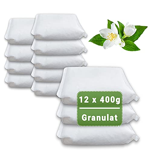 12 x 400 Gramm (4E) Luftentfeuchter Nachfüllpack Vliesbeutel XXL Box Granulat Nachfüllen Raumentfeuchter (Jasmin-Duft) von Vanorell