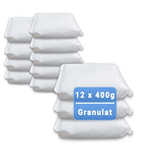 12 x 400 Gramm (4E) Luftentfeuchter Nachfüllpack Vliesbeutel XXL Box Granulat Nachfüllen Raumentfeuchter (neutraler Duft) von Vanorell