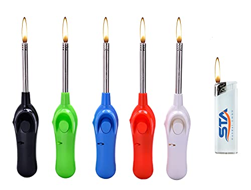 5 x Stabfeuerzeug Softtouch 24 cm lang Feuerzeuge + 1 gratis Taschenfeuerzeug befüllt und nachfüllbar Feuerzeuggas Feuerzeug XXL (5 x Stabfeuerzeug) von Vanorell
