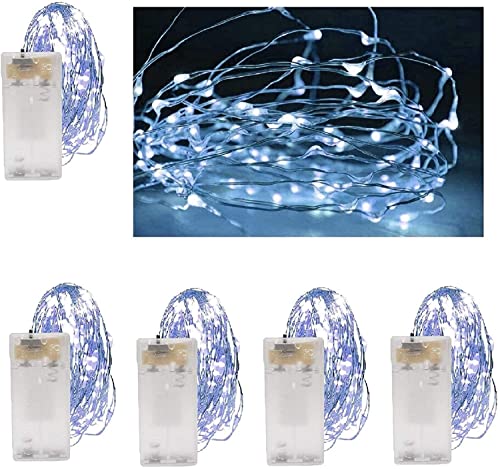 Vanorell 5 x 10 LED Drahtlichterkette batteriebetrieben Lichterkette Timer Draht Lichterkette kaltweiß weiß Lämpchen batteriebetrieben von Vanorell
