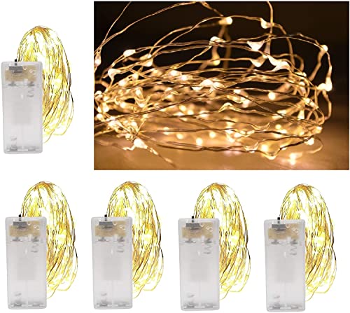 Vanorell 5 x 20 LED Drahtlichterkette Draht Lichterkette Warmweiß Lichterkette Lichterkette Lämpchen Batterie batteriebetrieben 2 x AA (5 x 20er LEDs warmweiß) von Vanorell
