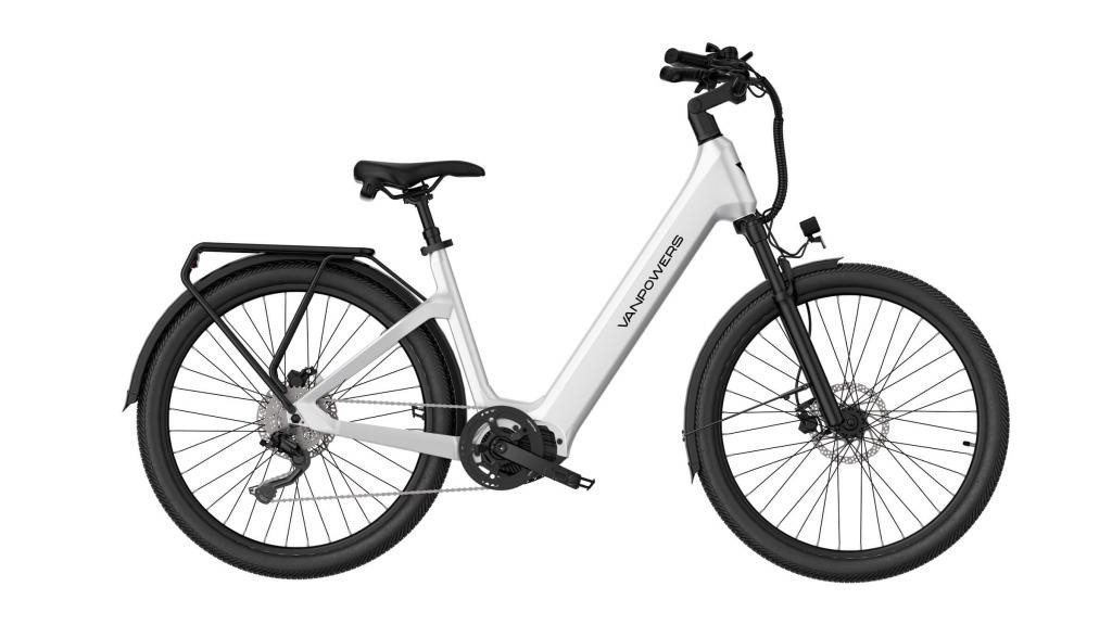 Vanpowers E-Bike Urban Glide Ultra E-Bike Größe S od. L Tiefeinsteiger, 110 km, 25 km/h, 9 Gang Microshift RD-M26L 9-Gang Schaltwerk, Kettenschaltung, Mittelmotor, 690 Wh Akku, (Akku, Ladegerät, Pedale, Klingel, Lichter, Schlüssel, Display), Gepäckträger hinten von Vanpowers