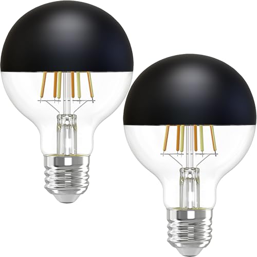 Vanpus E27 LED Warmweiss Filament 2700K 6W, Dimmbar Vintage Classic Edison LED Lampe Birne, G95 Black Krone Halb Verchromte Schattenlose Glühlampe 2er Pack von Vanpus