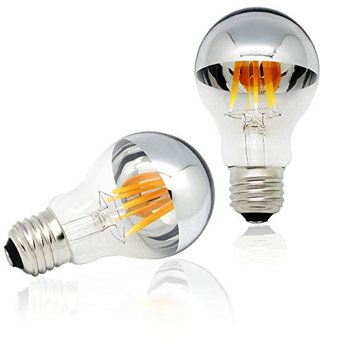 Vanpus E27 LED Warmweiss Filament 2700K 6W, Dimmbar Vintage Classic Edison LED Lampe Birne, Silbrig Krone Halb Verchromte Schattenlose Glühlampe 2er Pack von Vanpus