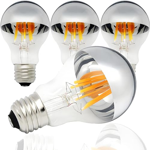 Vanpus E27 LED Warmweiss Filament 2700K 6W, Dimmbar Vintage Classic Edison LED Lampe Birne, Silbrig Krone Halb Verchromte Schattenlose Glühlampe 4er Pack von Vanpus