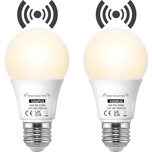 Vanpus Glühbirne Mit Bewegungsmelder E27 LED Warmweiss Filament 2700K 9W Lichtsteuerung Radarlampe Automatische Erkennung: Licht ein-/ausschalten 2 stk Vanpus Glühbirne Mit Bewegungsmelder E27 LED Warmweiss Filament 2700K 9W Lichtsteuerung Radarlampe Automatische Erkennung: Licht ein-/ausschalten 2 stk von Vanpus